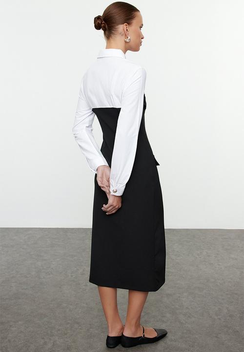 Trendyol - Body-hugging button detailed midi woven dress - black 