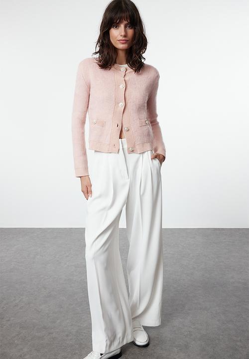 Trendyol - Crop soft texture jacket look knitwear - powder 