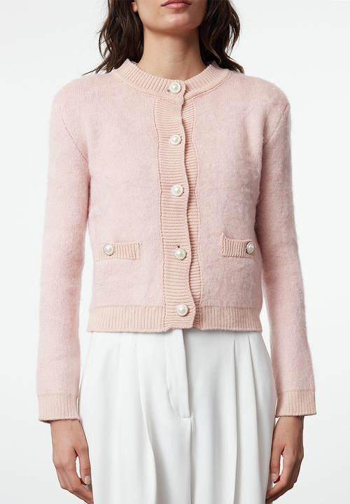 Trendyol - Crop soft texture jacket look knitwear - powder 