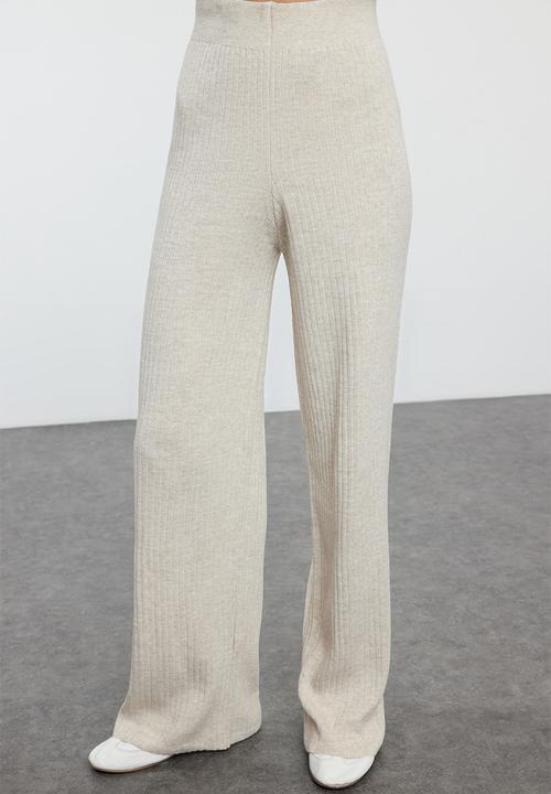 Trendyol - Basic finger detailed knitwear bottom-top set - stone 