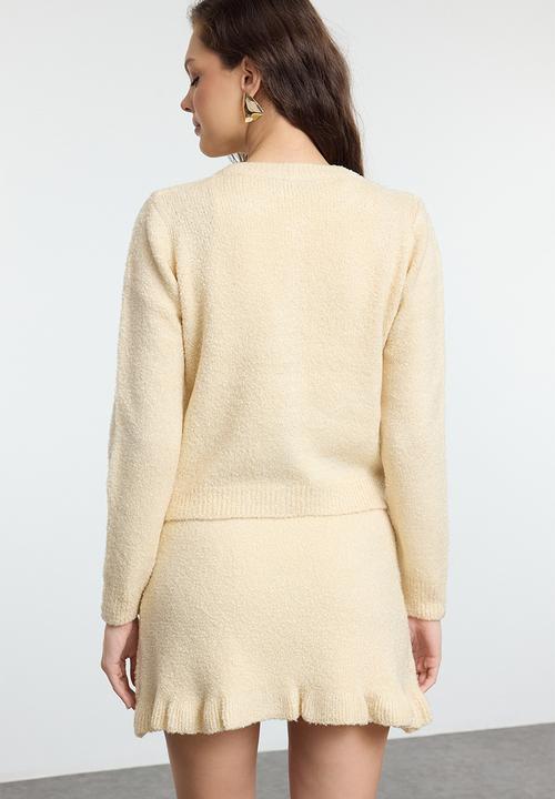 Trendyol - Boucle belted knitwear bottom-top set - stone