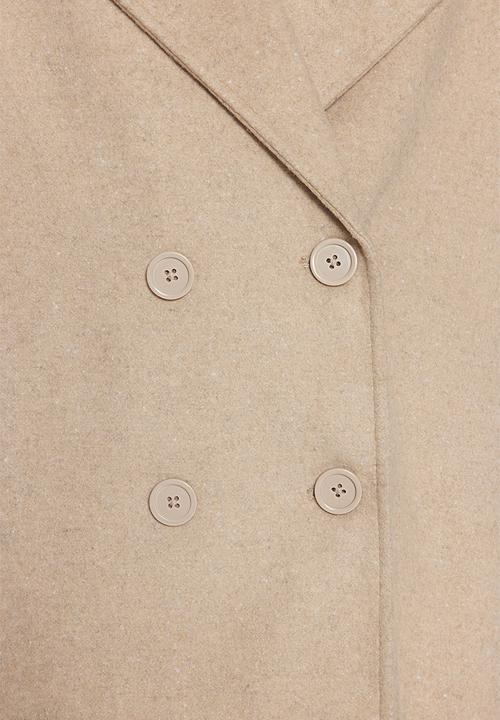 Trendyol - Oversize wide cut long wool cachet coat - stone 