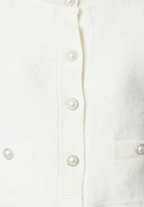 Trendyol - Crop soft texture jacket look knitwear - ecru 