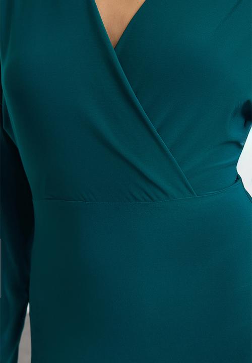 Trendyol - Emerald green batwing sleeve detailed midi knit dress