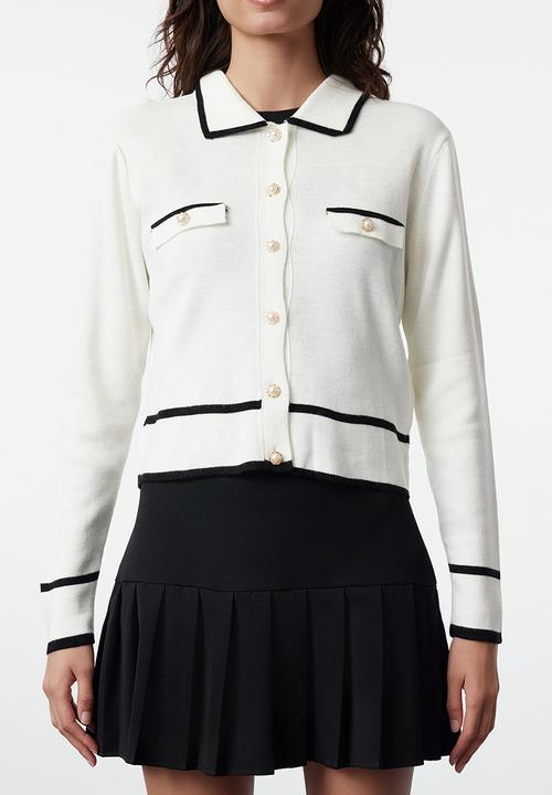 Trendyol - Colour blocked polo neck knitwear - ecru
