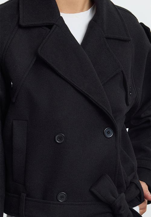 Trendyol - Soft textured seasonal short oversize cashmere coat - black