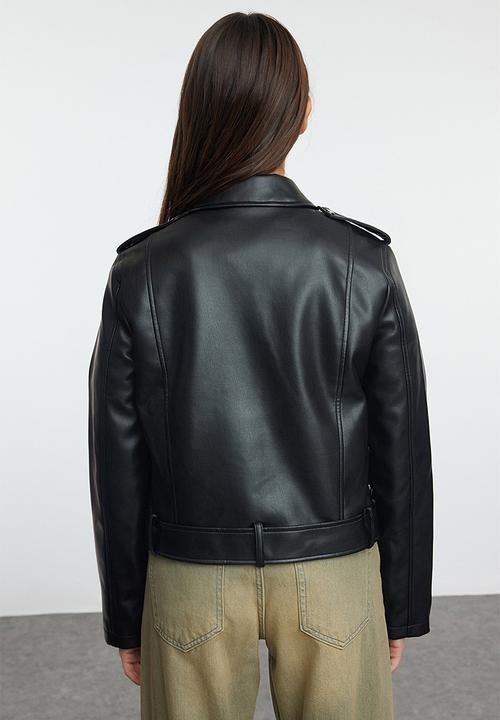 Trendyol - Regular faux leather biker jacket - black
