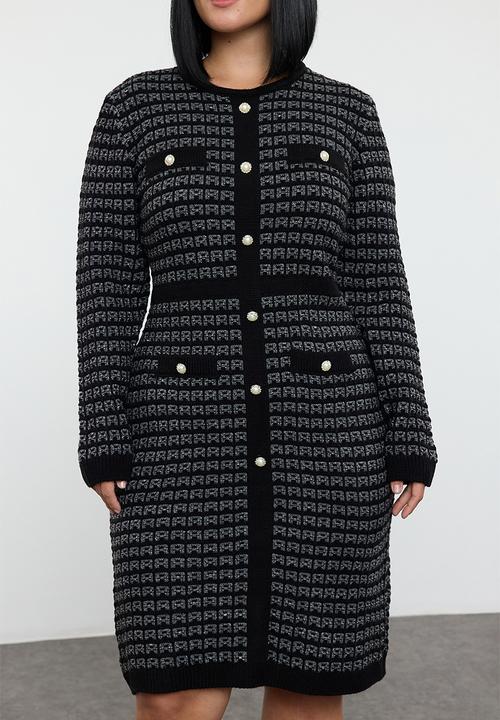 Trendyol - Patterned buttoned dress - black