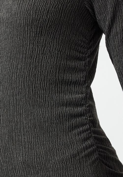 Trendyol - Stand collar gathered/drape normal pattern knitted top - anthracite