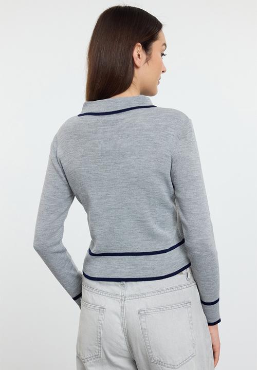 Trendyol - Colour block collar neck knitted - grey