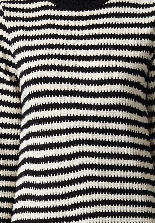 Trendyol - Striped long dress - black and white