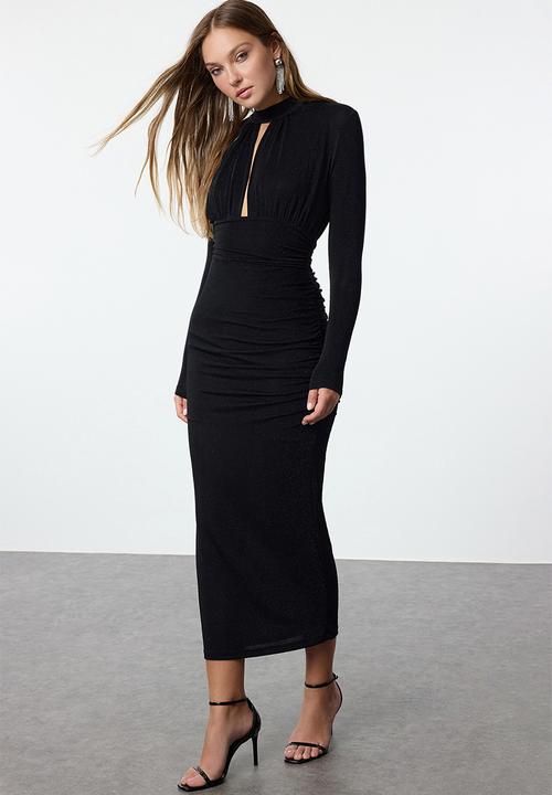 Trendyol - Low-cut detailed woven elegant evening - black