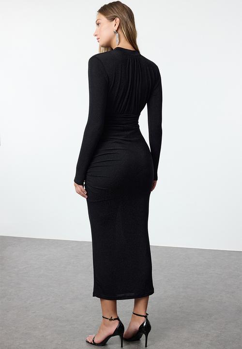 Trendyol - Low-cut detailed woven elegant evening - black