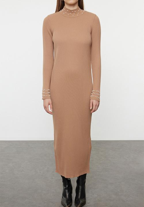 Trendyol - Pearl Stone Accessory Knitwear - Camel