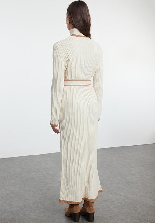 Trendyol - Belted mink bib knit - stone 