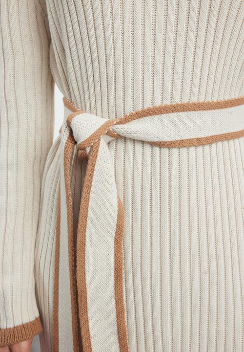 Trendyol - Belted mink bib knit - stone 