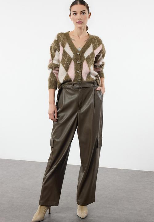 Trendyol - Soft texture plaid patterned knitwear - khaki