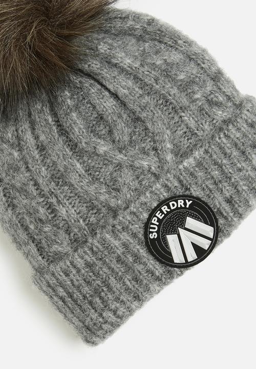 Superdry. - Cable Luxe Knit Beanie Hat - Scandi Grey Marl
