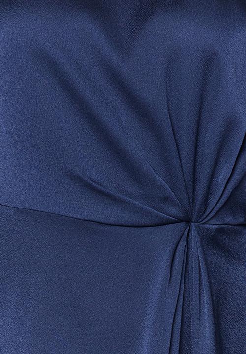 Trendyol - Waist Gathered Satin Evening - Navy Blue