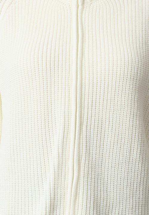 Trendyol - Basic zippered stand collar knitwear - ecru