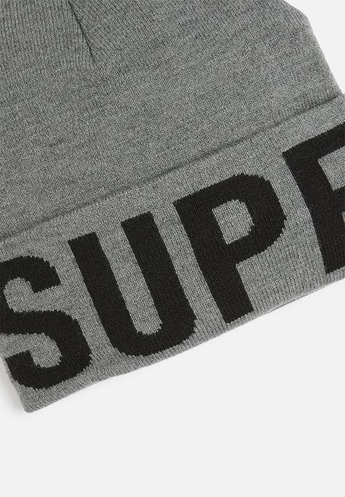 Superdry. - Branded Knitted Beanie Hat - Rock Grey Marl