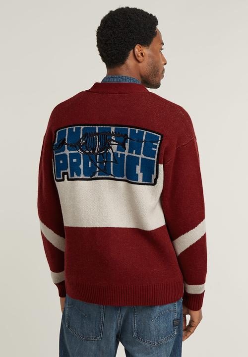 G-STAR - Holiday loose cardigan knit - dry red