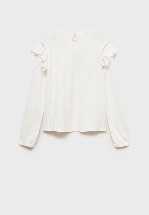 MANGO - T-shirt blanqui - natural