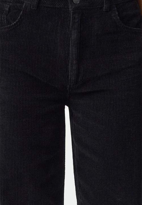Trendyol - Black velvet straight cut trousers