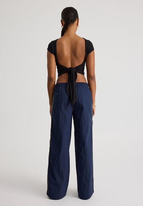 Factorie - Freya Wide Leg  Woven Sporty Trackpant - Navy Blazer