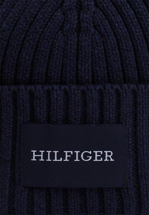 Tommy Hilfiger - Th Monotype Patch Cotton Beanie - Space Blue