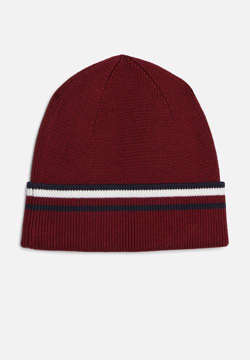 Tommy Hilfiger - Th Corp Love Solid Stripe Beanie - Rouge
