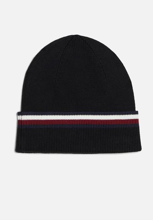 Tommy Hilfiger - Th Corp Love Solid Stripe Beanie - Black