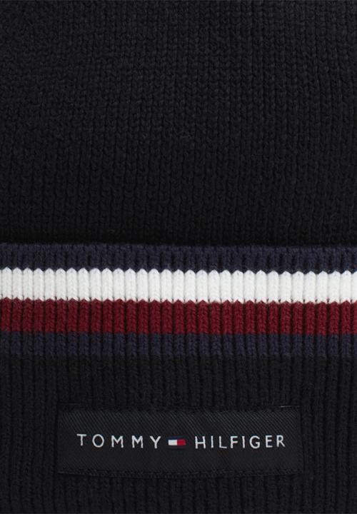 Tommy Hilfiger - Th Corp Love Solid Stripe Beanie - Black