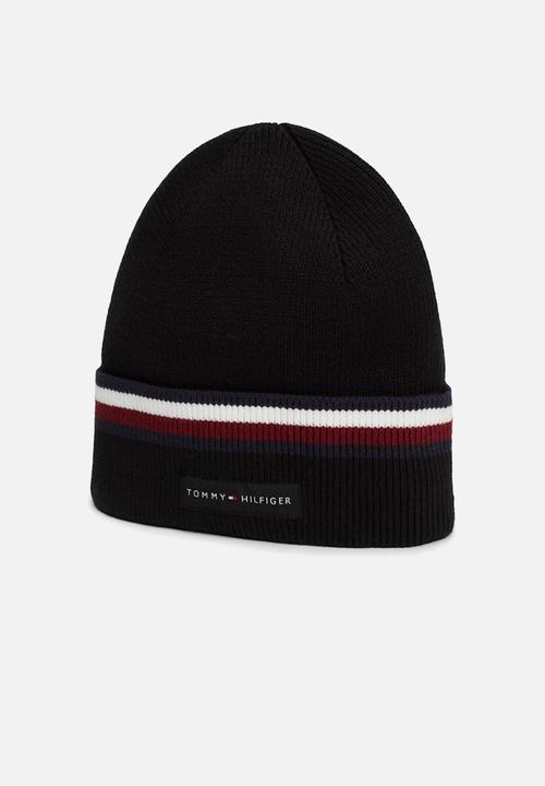 Tommy Hilfiger - Th Corp Love Solid Stripe Beanie - Black
