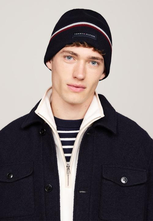Tommy Hilfiger - Th Corp Love Solid Stripe Beanie - Space Blue