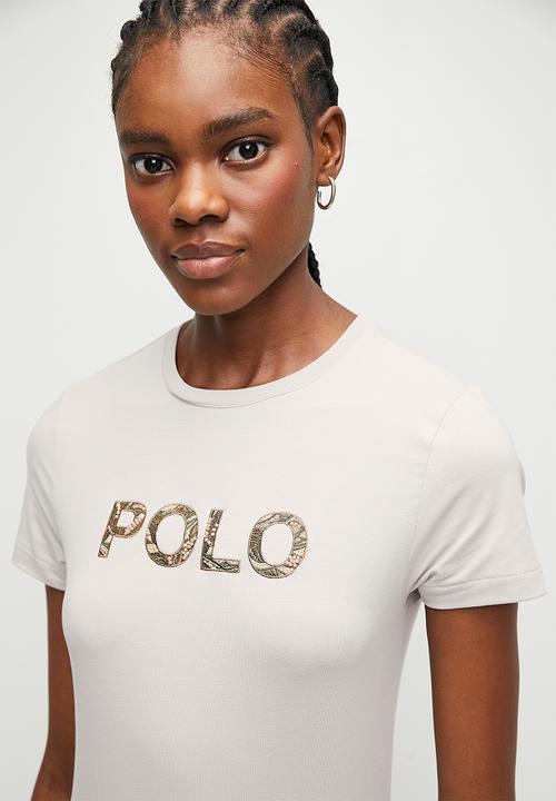 POLO - Wmn anele short sleeve embellished T-shirt - putty