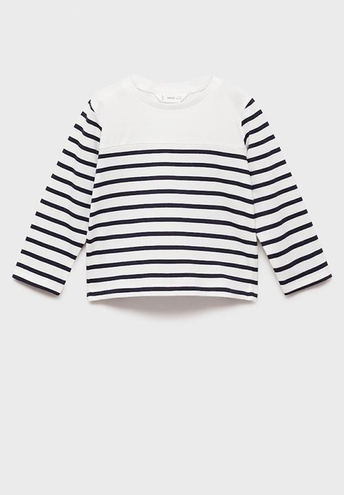 MANGO - T-shirt genove - white & navy