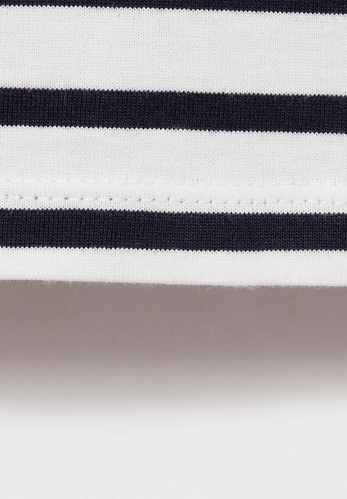 MANGO - T-shirt genove - white & navy