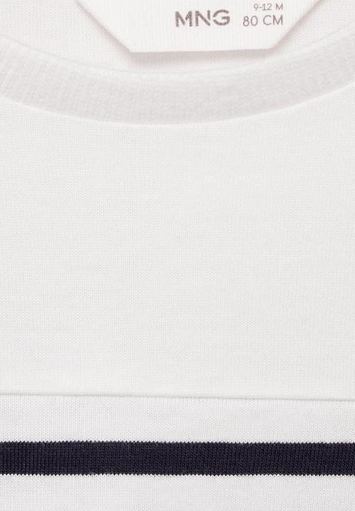 MANGO - T-shirt genove - white & navy