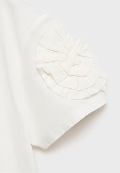 MANGO - T-shirt rose - white