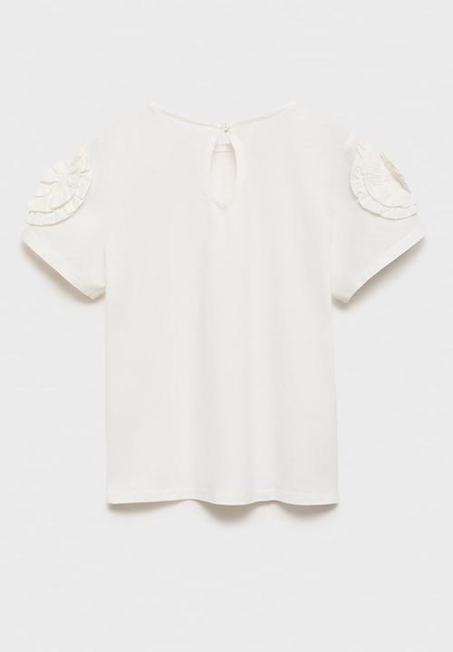 MANGO - T-shirt rose - white