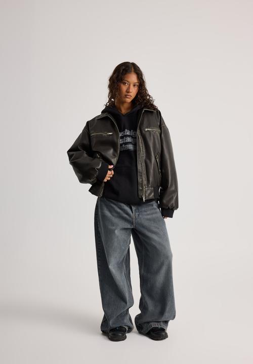 Factorie - Maxwell Pu Bomber Jacket - Washed Black