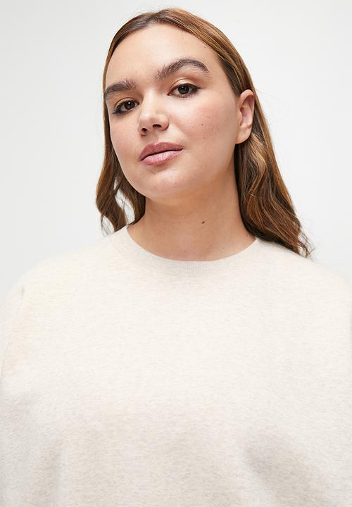 Cotton On - Plus Classic Fleece Crew Sweatshirt - Oatmeal Marle