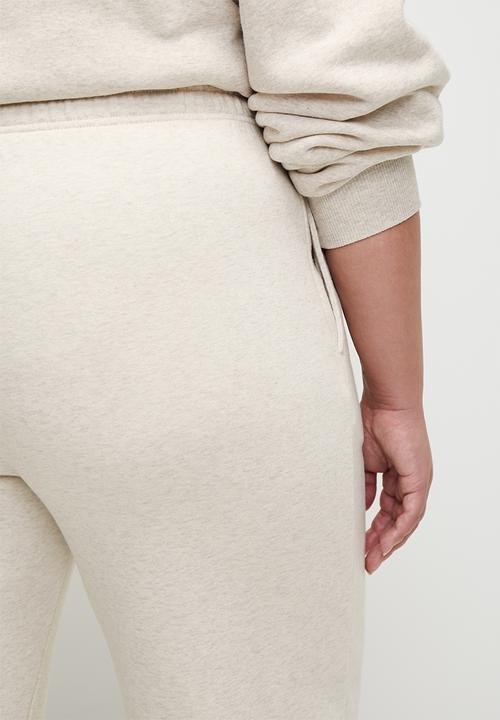 Cotton On - Plus Classic Fleece Wide Leg Sweatpant - Oatmeal Marle
