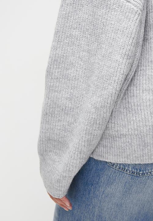 Cotton On - Plus Luxe Half Zip Pullover - Grey Marle