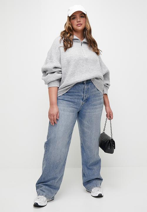 Cotton On - Plus Luxe Half Zip Pullover - Grey Marle