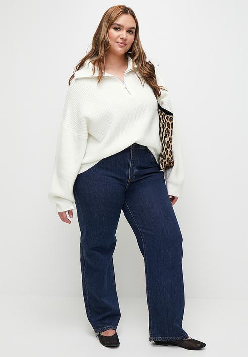 Cotton On - Plus Luxe Half Zip Pullover - White