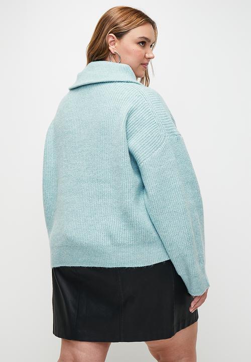 Cotton On - Plus Luxe Half Zip Pullover - Whisper Blue