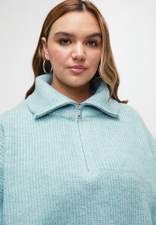 Cotton On - Plus Luxe Half Zip Pullover - Whisper Blue