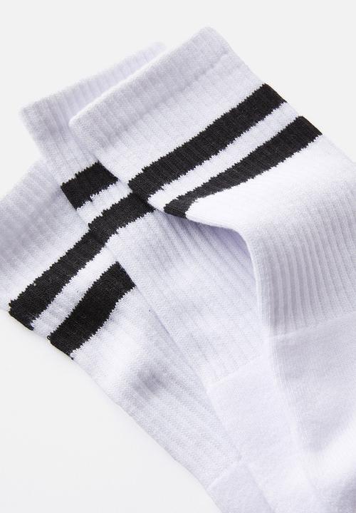 Cotton On - 3 Pack Essential Socks - White/Sport Stripe